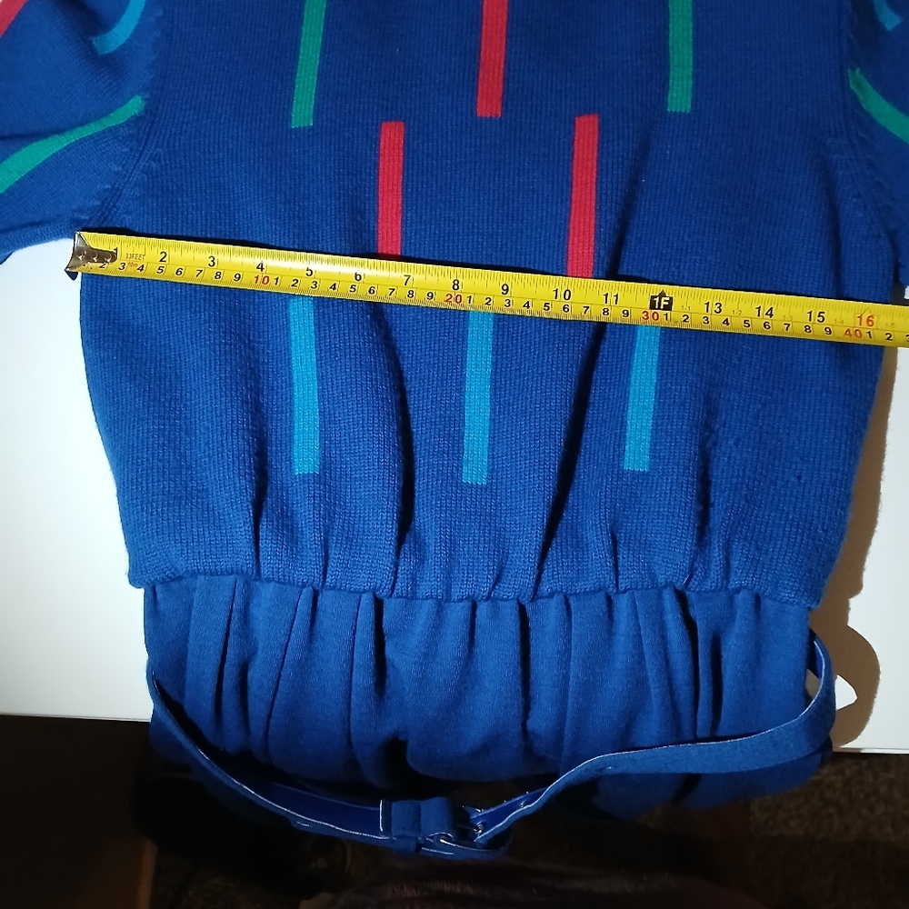 VTG Ciao Ltd Sweater Dress 80s Turquoise Blue Silk Blend Lined Sz 8 Secretary - Picture 8 of 9